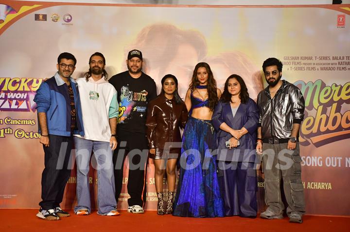 Shilpa Rao, Sachin Sanghvi, Jigar Saraiya and Triptii Dimri snapped at the song launch of ‘Mere Mehboob’ from their upcoming movie 'Vicky Vidya Ka Woh Wala Video'