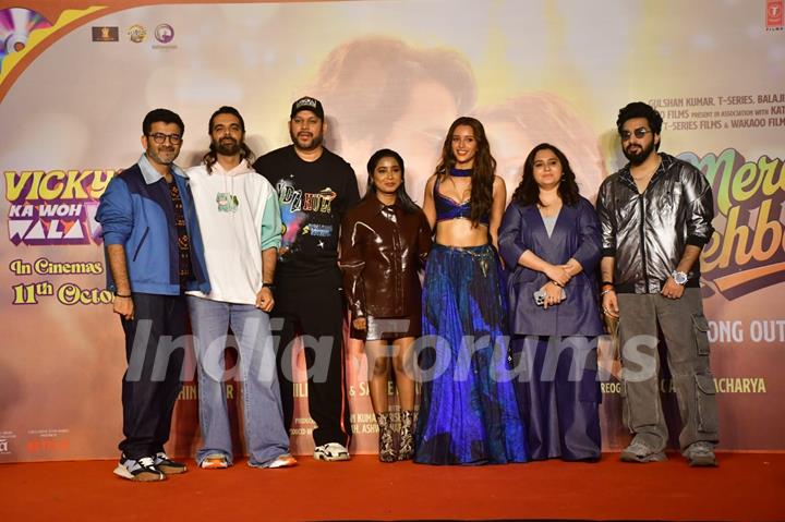 Shilpa Rao, Sachin Sanghvi, Jigar Saraiya and Triptii Dimri snapped at the song launch of ‘Mere Mehboob’ from their upcoming movie 'Vicky Vidya Ka Woh Wala Video'