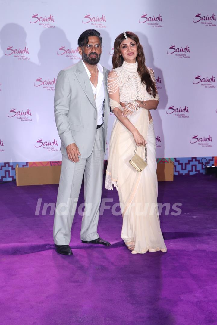 Shilpa Shetty and Suniel Shetty snapped at the Saudi tourism event