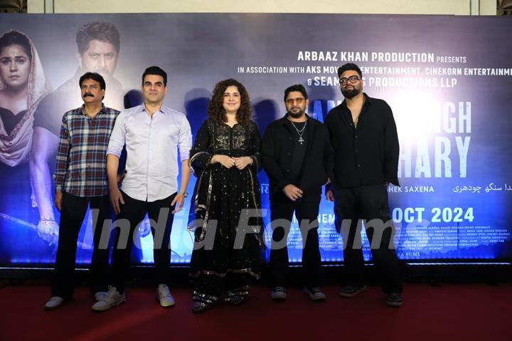 Arshad Warsi, Arbaaz Khan and Meher Vij snapped at the trailer Launch of 'Banda Singh Chaudhary'