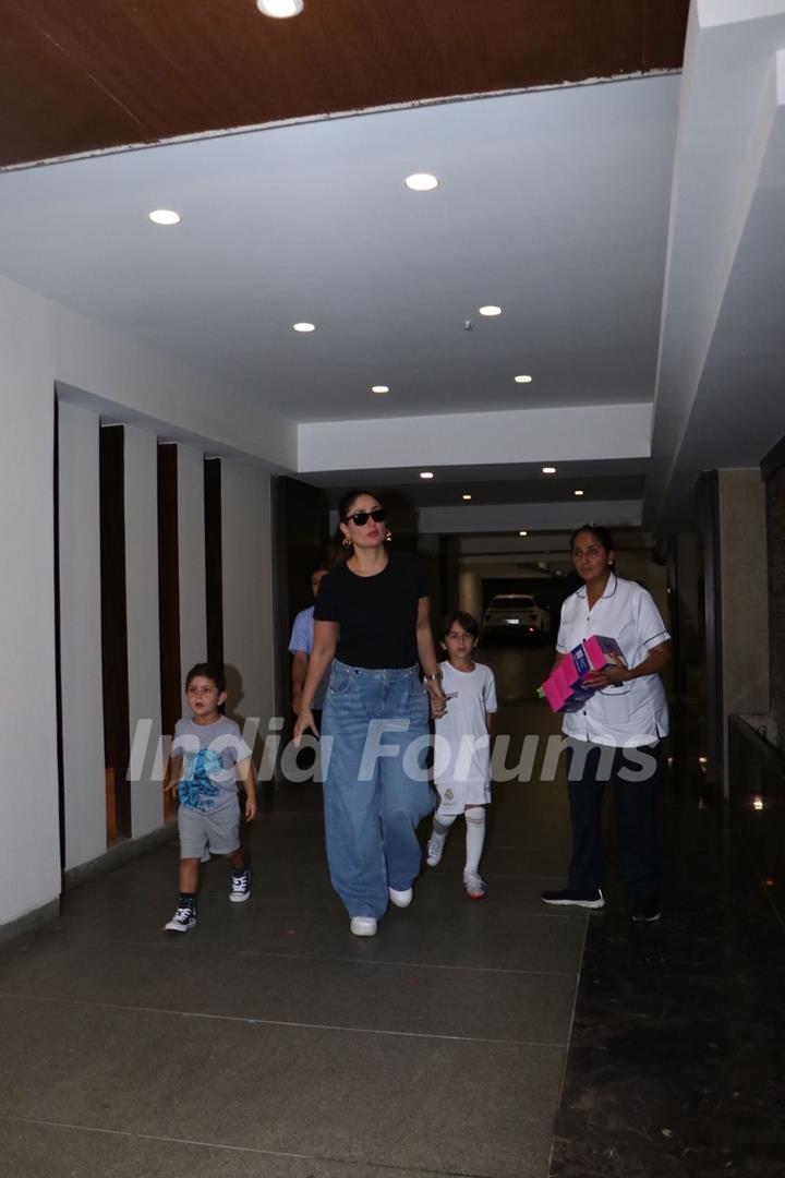 Kareena Kapoor, Taimur Ali Khan and Jeh Ali Khan  snapped in the city 