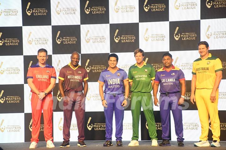 Sachin Tendulkar snapped at the launch event of the inaugural International Masters League (IML)