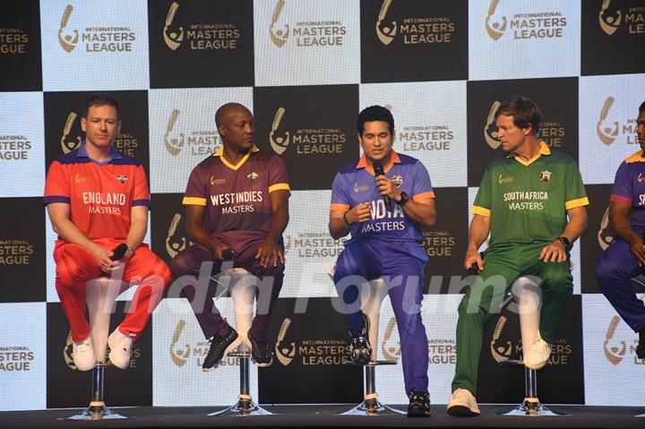 Sachin Tendulkar snapped at the launch event of the inaugural International Masters League (IML)