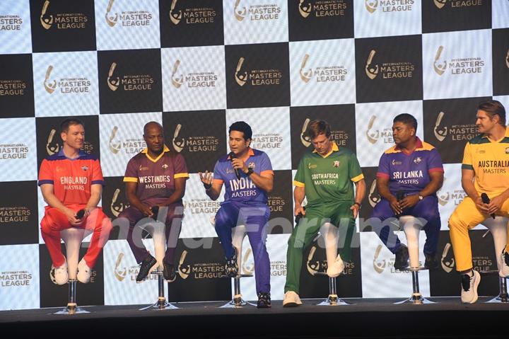 Sachin Tendulkar snapped at the launch event of the inaugural International Masters League (IML)