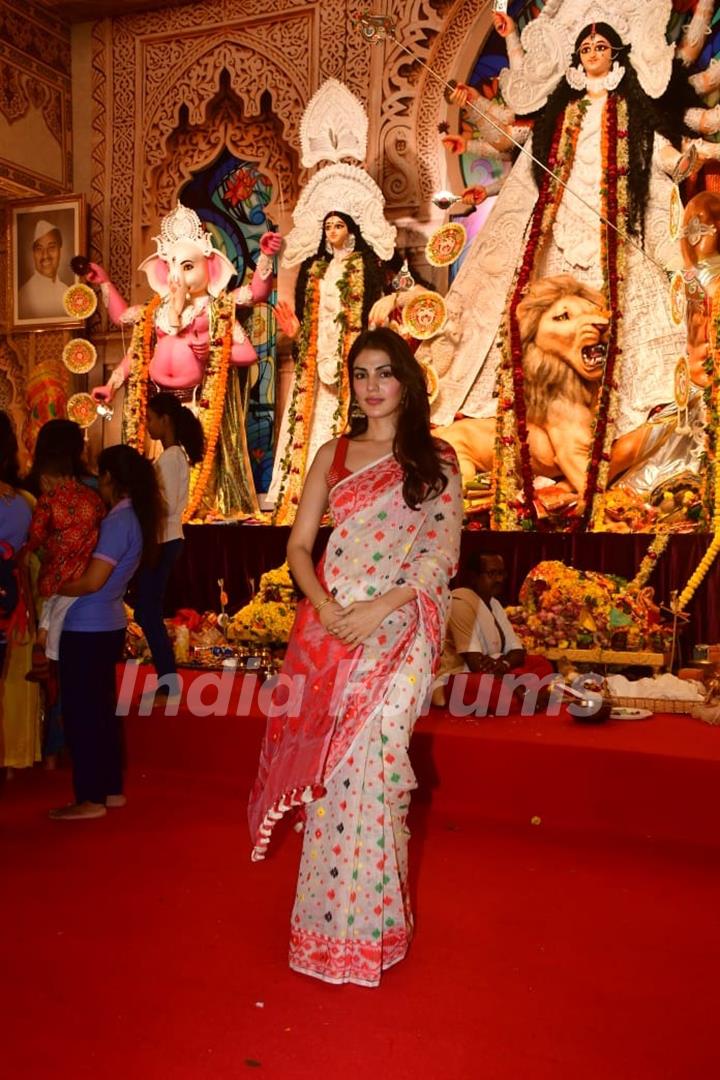 Rhea Chakraborty snapped at Durga Puja Pandal