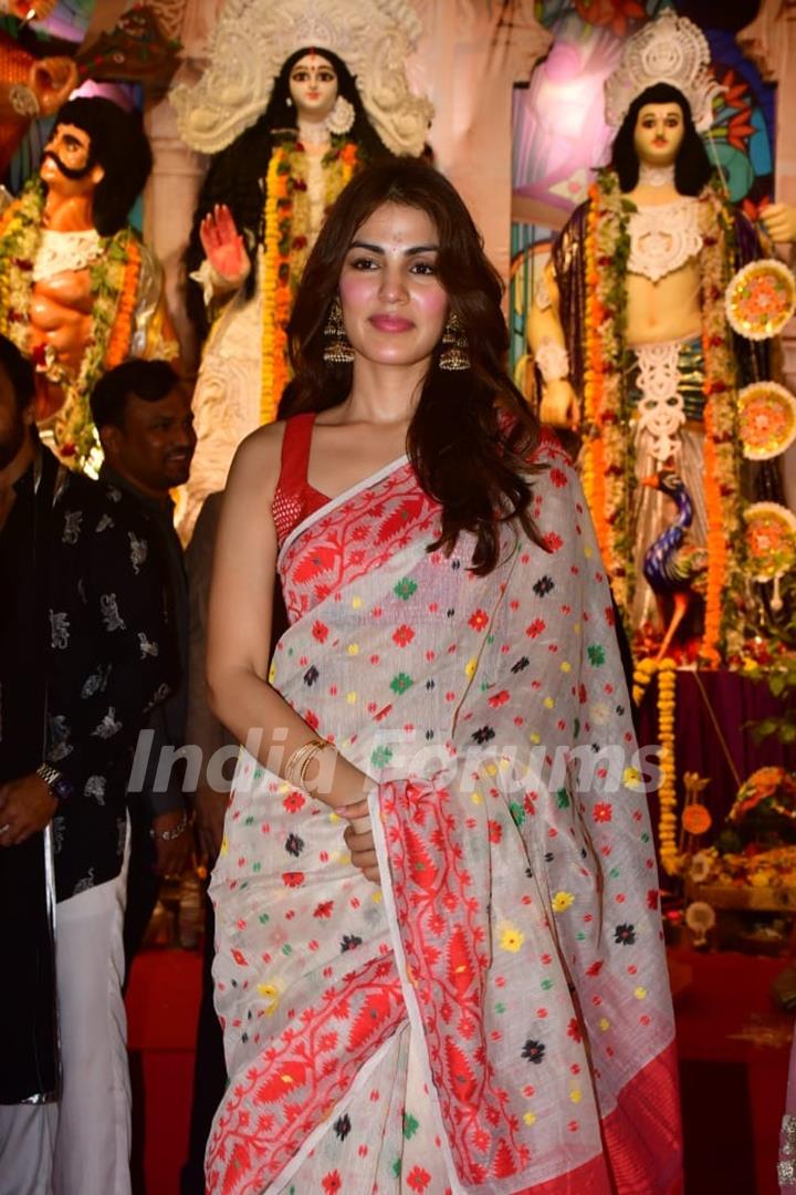 Rhea Chakraborty snapped at Durga Puja Pandal