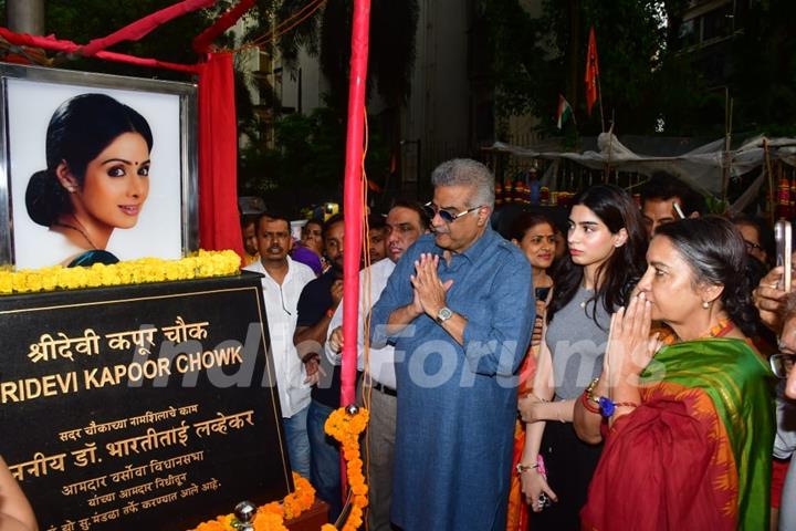 Boney Kapoor, Shabana Azmi and Khushi Kapoor snapped at the ‘unveiling ceremony’ of 'Sridevi Kapoor Chowk'