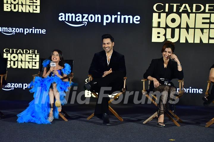 Varun Dhawan and Samantha Ruth Prabhu snapped at the trailer launch of 'Citadel: Honey Bunny'