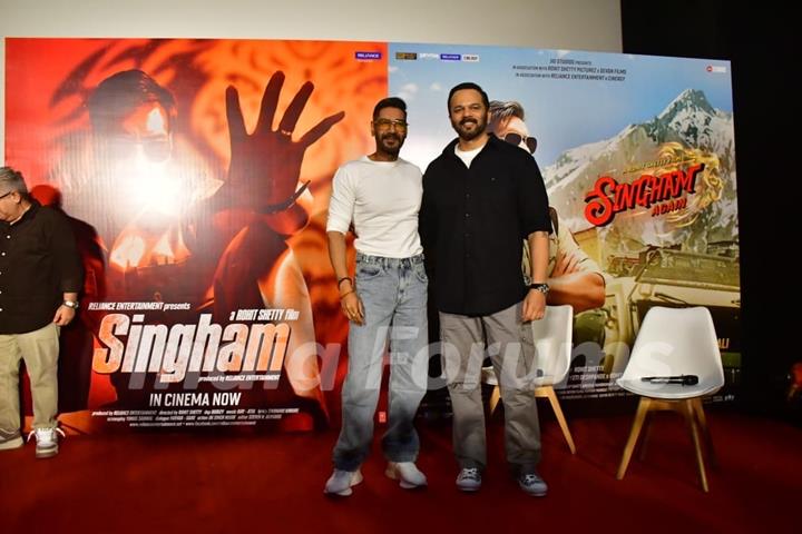 Ajay Devgn and Rohit Shetty snapped promoting their upcoming film ‘Singham Again’