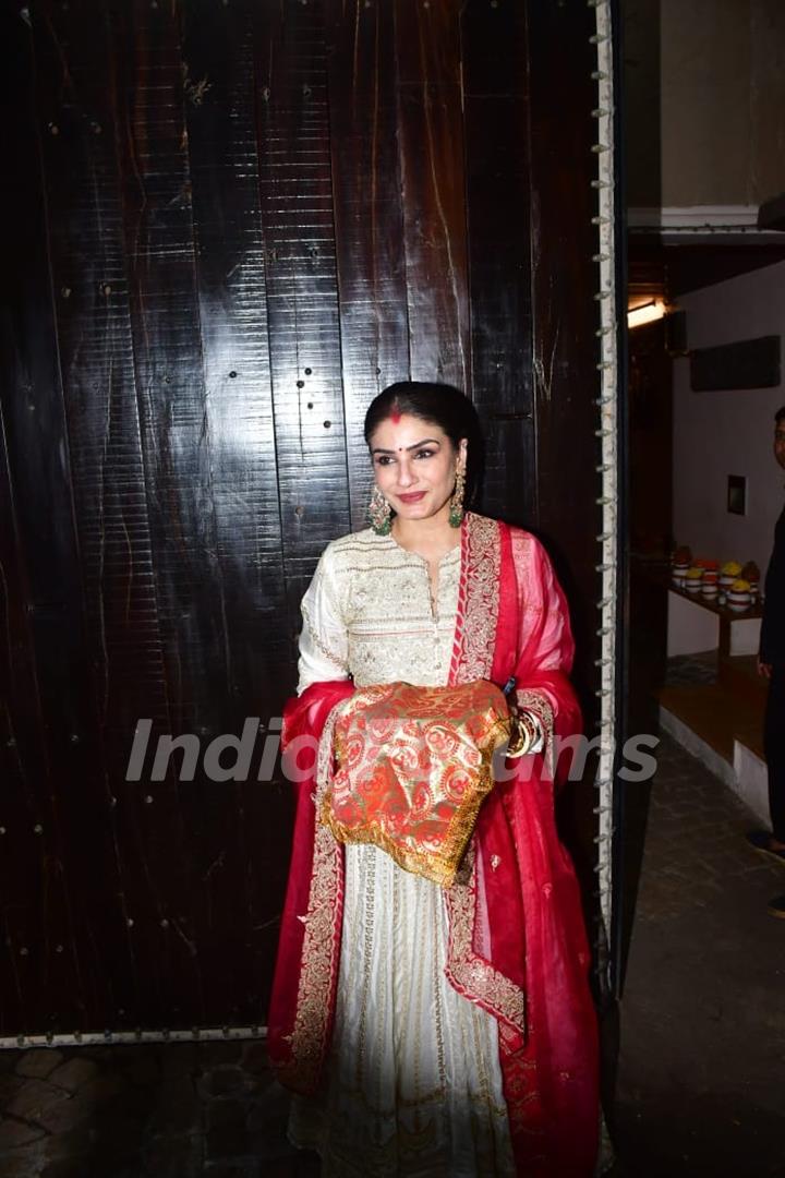 Raveena Tandon snapped at Anil Kapoor’s residence for Karwa Chauth