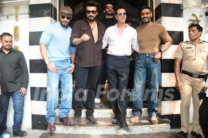 Ajay Devgn, Akshay Kumar, Rohit Shetty, Arjun Kapoor and Tiger Shroff promoting their upcoming film 'Singham Again' At Torii