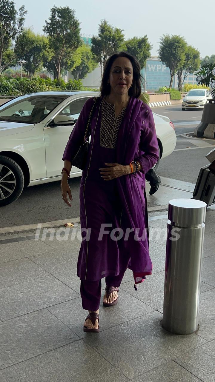 Hema Malini snapped at the airport