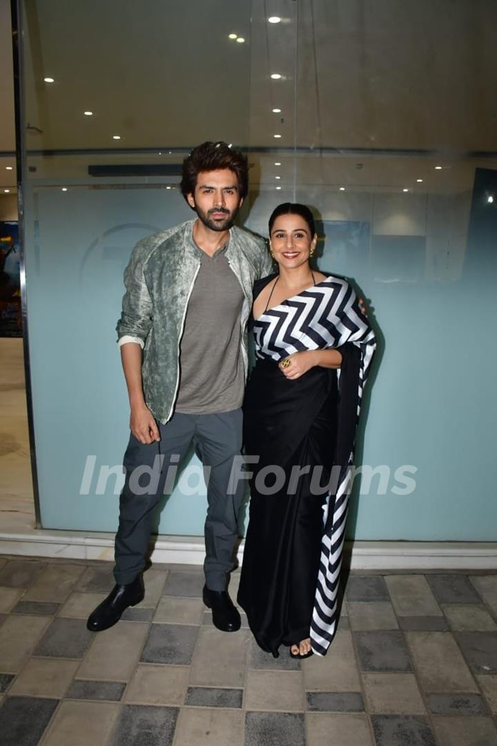 Vidya Balan and Kartik Aaryan snapped promoting their upcoming film ' Bhool Bhulaiyaa 3'