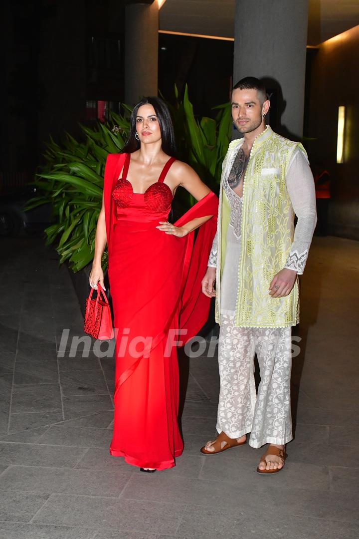 Natasa Stankovic snapped attending Abu Jani and Sandeep Khosla’s Diwali party