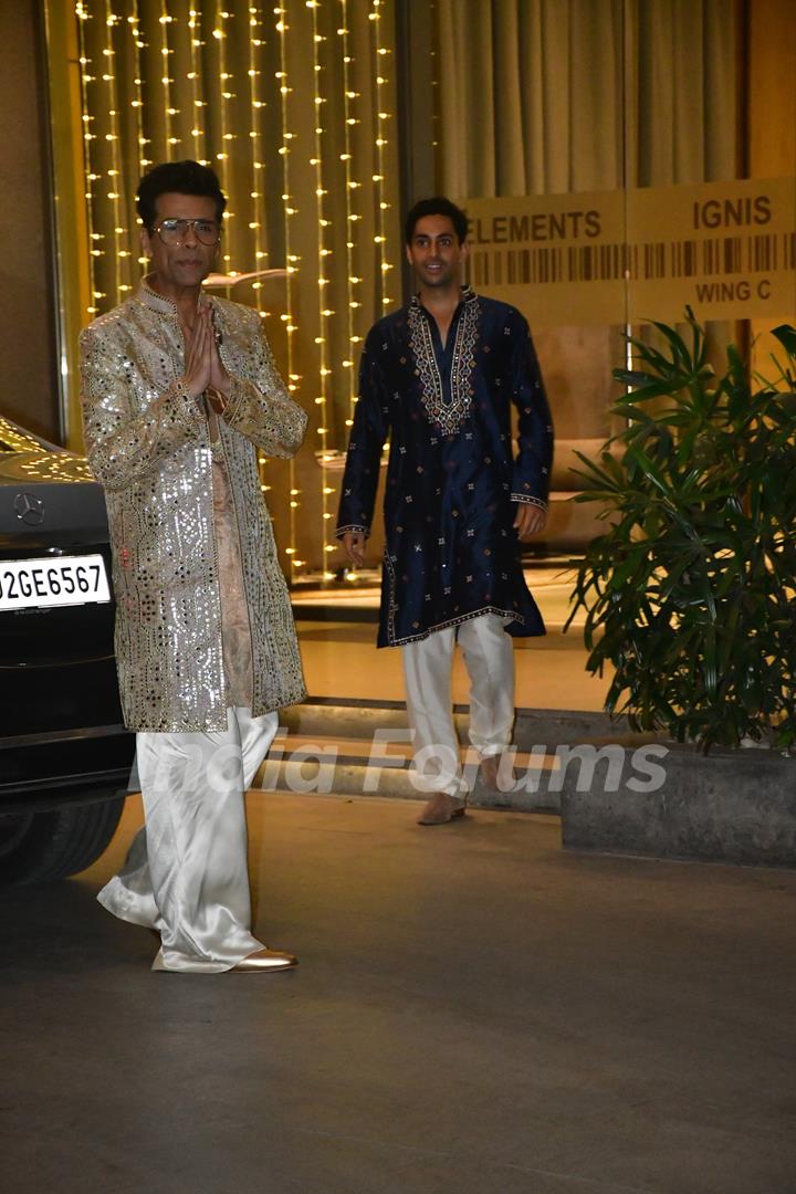 Karan Johar and Agastya Nanda snapped attending Abu Jani and Sandeep Khosla’s Diwali party