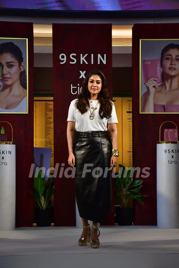 Nayanthara snapped for 9 Skin x Tira Beauty launch