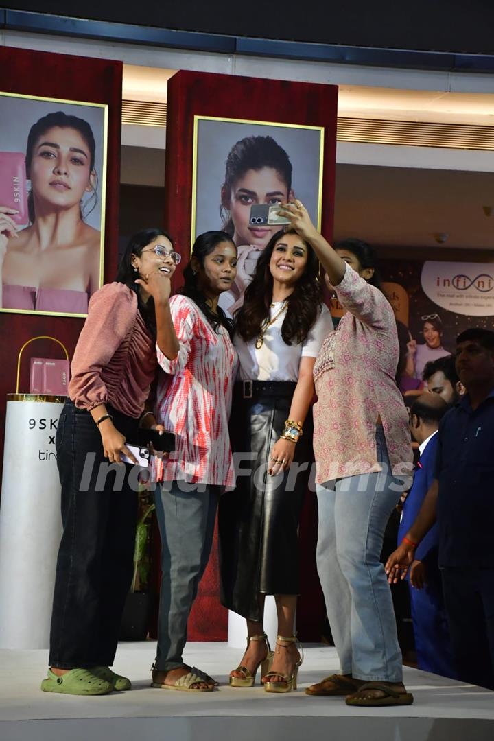 Nayanthara snapped for 9 Skin x Tira Beauty launch