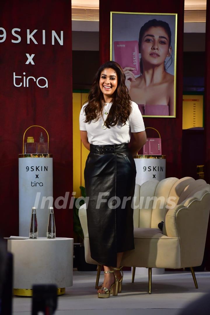 Nayanthara snapped for 9 Skin x Tira Beauty launch