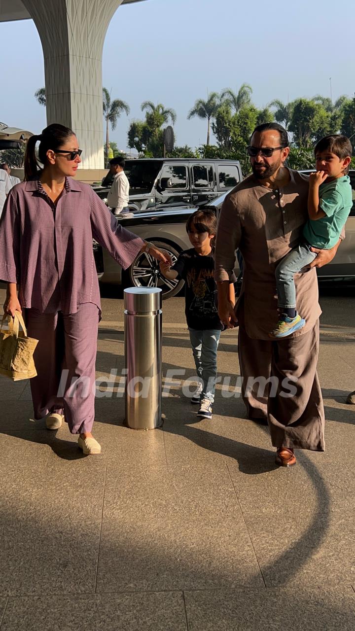 Saif Ali Khan, Kareena Kapoor, Taimur Ali Khan and Jeh Ali Khan  snapped at the airport