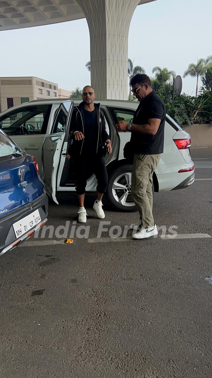 Shikhar Dhawan snapped at the airport