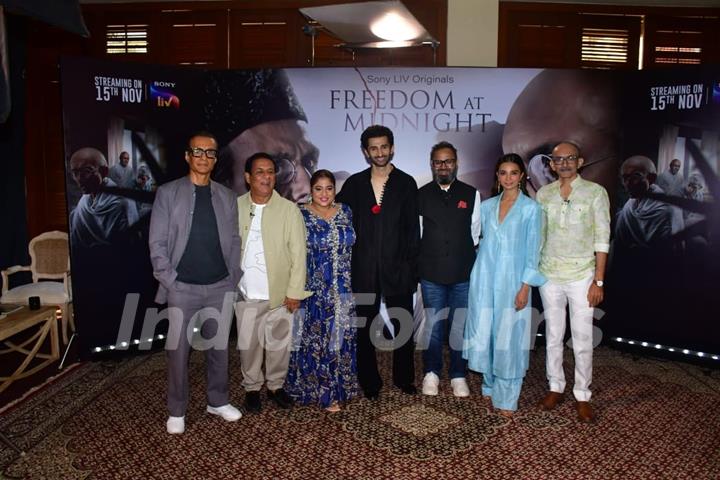 Nikkhil Advani, Rajendra Chawla, Arif Zakaria, Ira Dubey, Chirag Vora and Sidhant Gupta snapped promoting their upcoming series 'Freedom at Midnight'