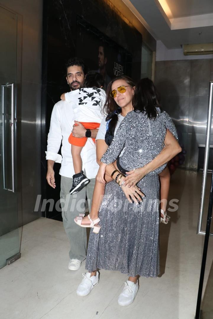 Neha Dhupia and Angad Bedi snapped at Gurmeet Choudhary and Debina Bonnerjee's Daughter Divisha's birthday Party