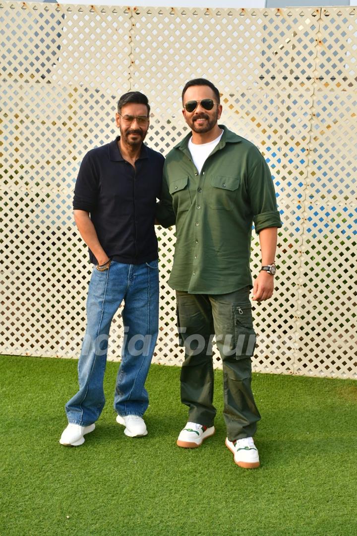 Ajay Devgn and Rohit Shetty snapped promoting their movie 'Singham Again'