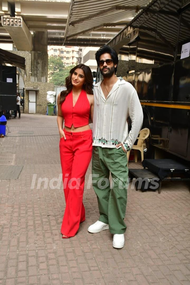 Rasha Thadani and Aman Devgan snapped promoting their upcoming film 'Azaad'