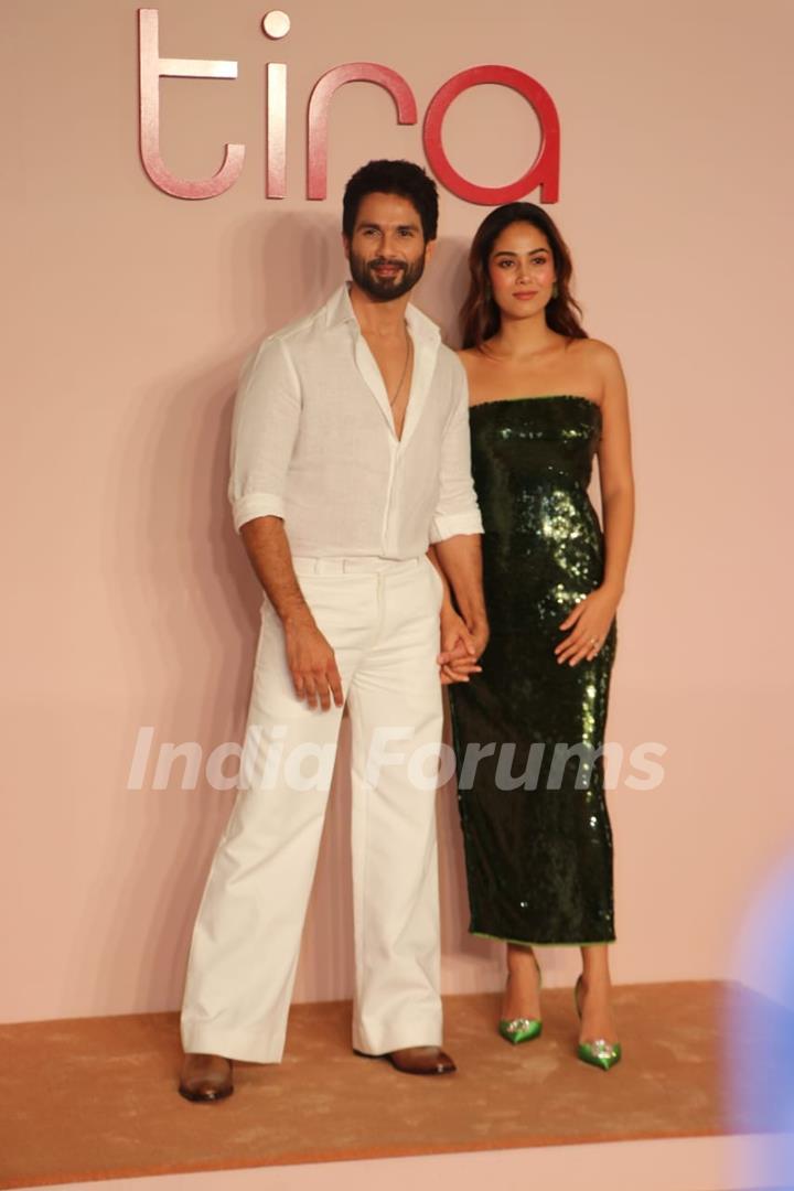 Shahid Kapoor and Mira Rajput Kapoor snapped at TIRA flagship store launch