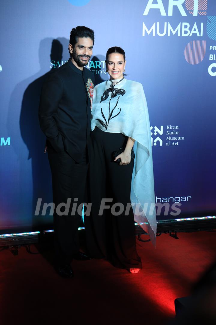 Neha Dhupia and Angad Bedi snapped attending an art event