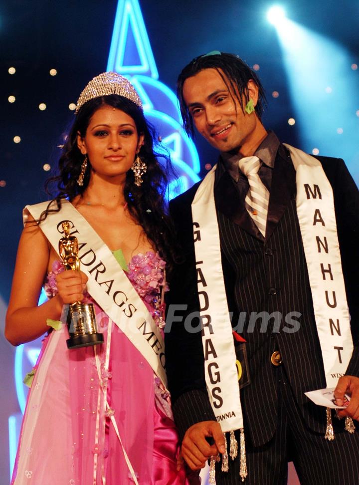 Miss Mahima Chaudhary from Pune and Romeo Gates from London winners of the Gladrags Mega model and Manhunt contest 2007 in mumbai on saturyday night