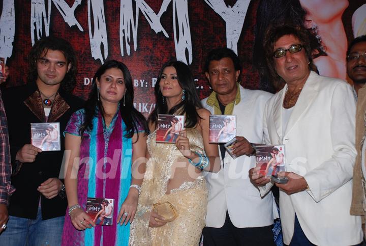 Shakti Kapoor, Mithun Chakraborty, Mimoh Chakraborty at Music launch of the movie Jimmy