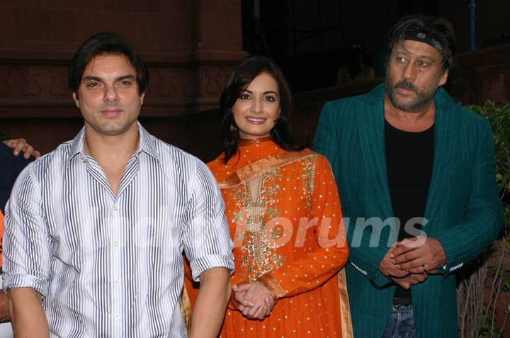 Sohail Khan, Dia Mirza and Jacky Shroff at a press-meet for the Film &quot;Kissan&quot; in New Delhi on Wednesday