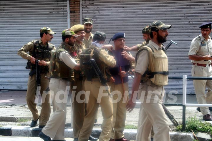 The site of the gun fight in Lal Chowk in the heart of Srinagar