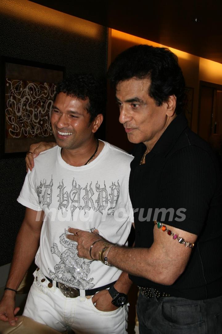 Star batsman Sachin Tendulkar and Bollywood actor Jitendra at DR Pai''s Birthday bash, in Mumbai