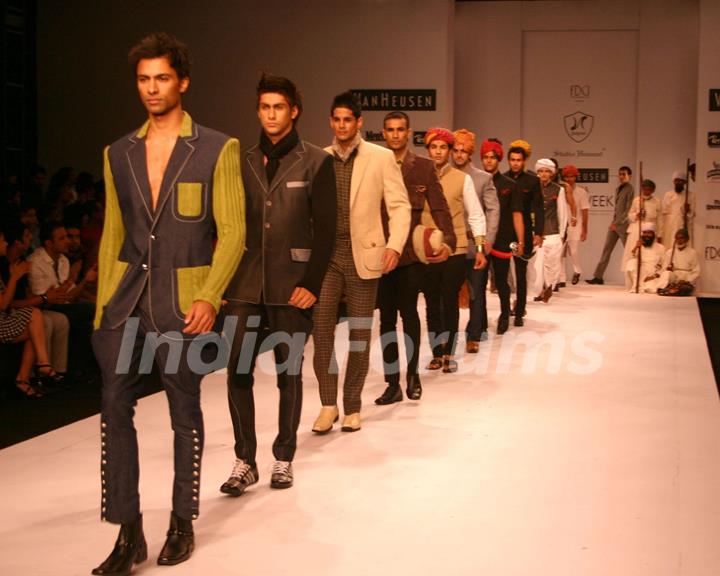 Models on the ramp for Designer Himmat Singh at India Mens Week at New Delhi