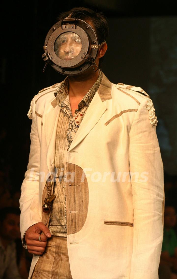 Model presenting creations of Designer Samant Chauhan at the Van Heusen &quot;India Mens Week&quot; in New Delhi on Sunday