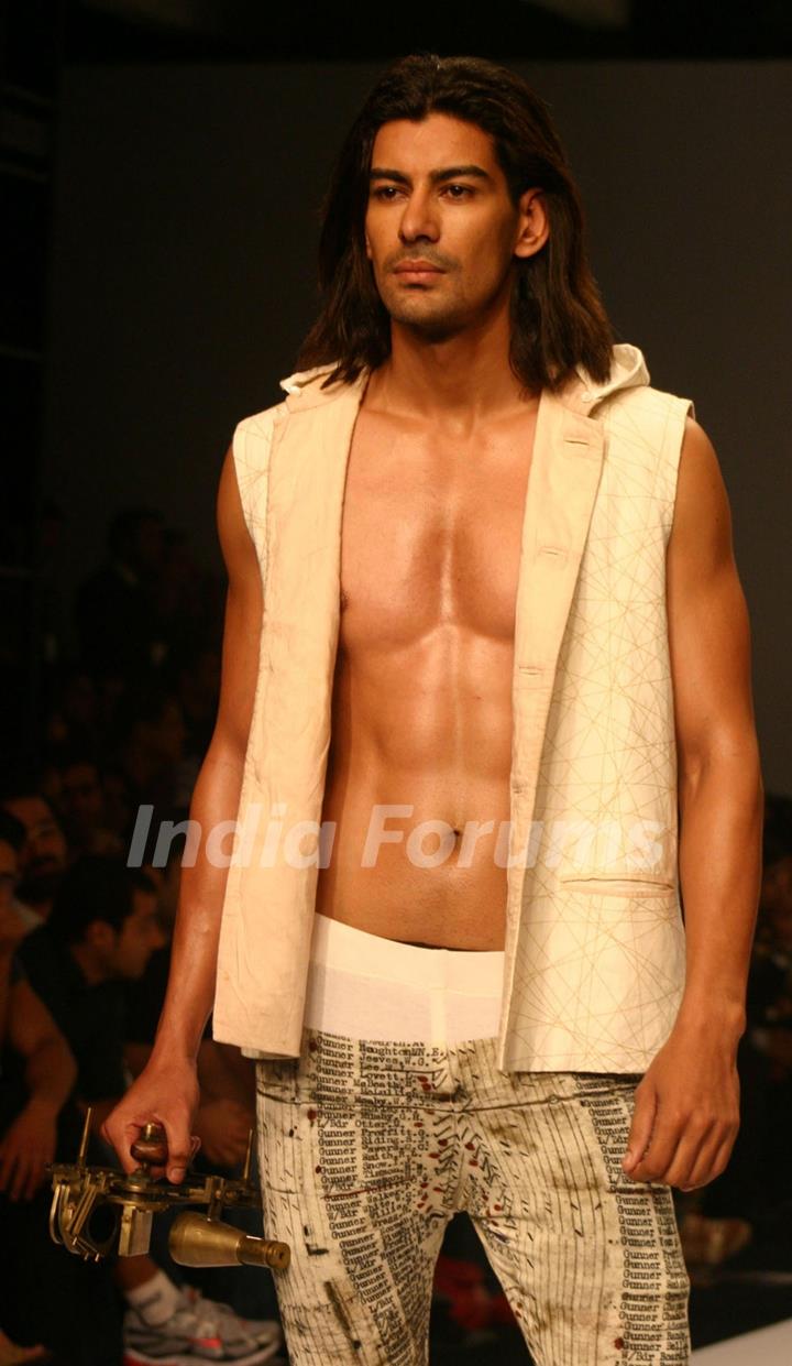 Model presenting creations of Designer Samant Chauhan at the Van Heusen &quot;India Mens Week&quot; in New Delhi on Sunday