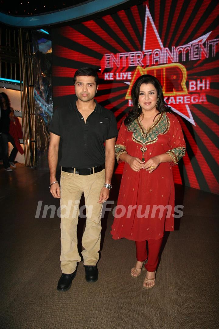 Himesh Reshammiya and Farah Khan at Entertainment Ke Liye Kuch Bhi Karega sets