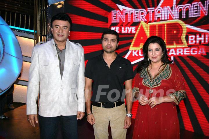 Himesh Reshammiya, Anu Malik and Farah Khan at Entertainment Ke Liye Kuch Bhi Karega sets