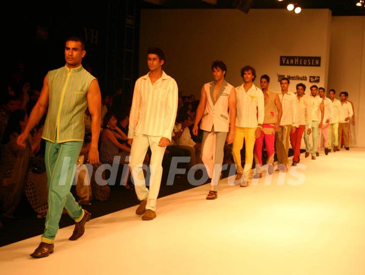 Models on the ramp for Designer Aslam Khan at India Mens Week at New Delhi