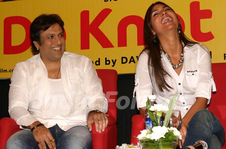 Actors Govinda and Lara Dutta and Ritesh Deshmukh at a press meet for the film &quot;Do Knot Disturb&quot; in New Delhi on Tuesday 15 Sep 09