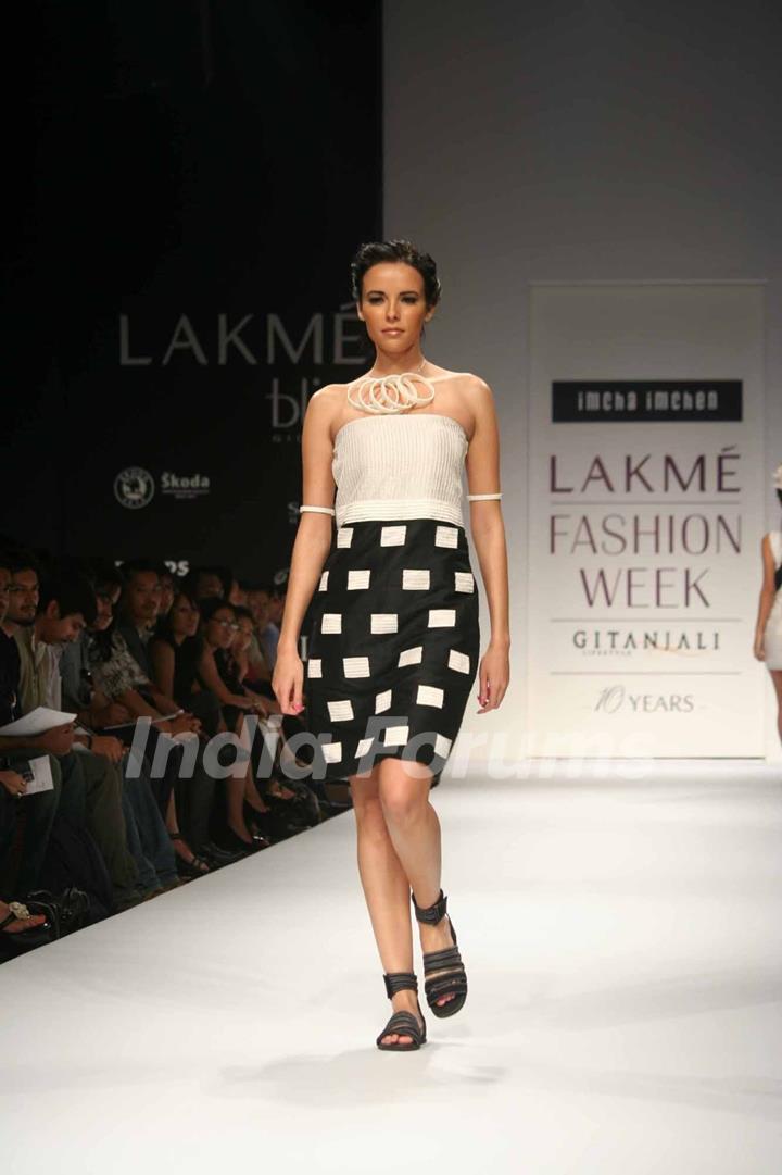 A model walks at Lakme Fashion Week Spring/Summer 2010