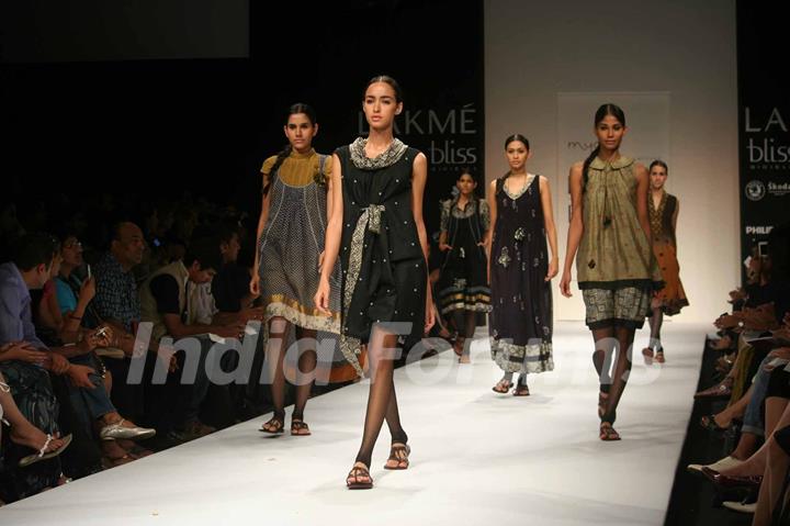 A model walks the runway at the Kiran and Ameghna show at Lakme Fashion Week Spring/Summer 2010