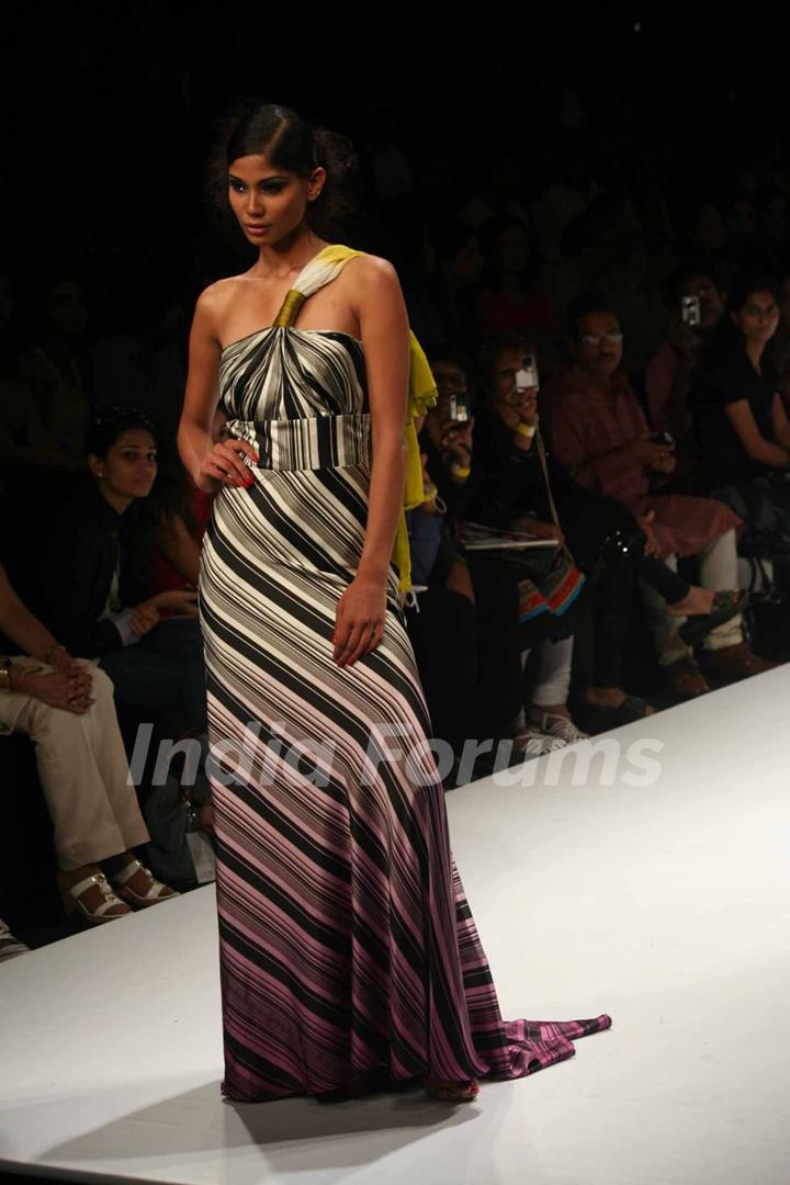 A model walks the runway at the Swapnil Shinde show at Lakme Fashion Week Spring/Summer 2010