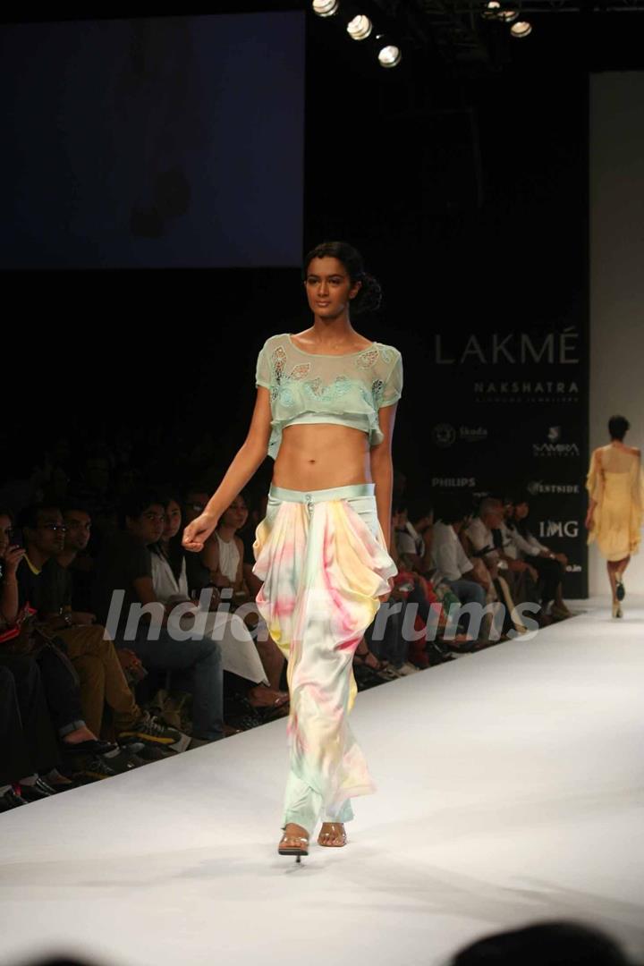 A model walks the runway at the Chaitanya Rao show at the Lakme Fashion Week Spring/Summer 2010 Day 5, in Mumbai