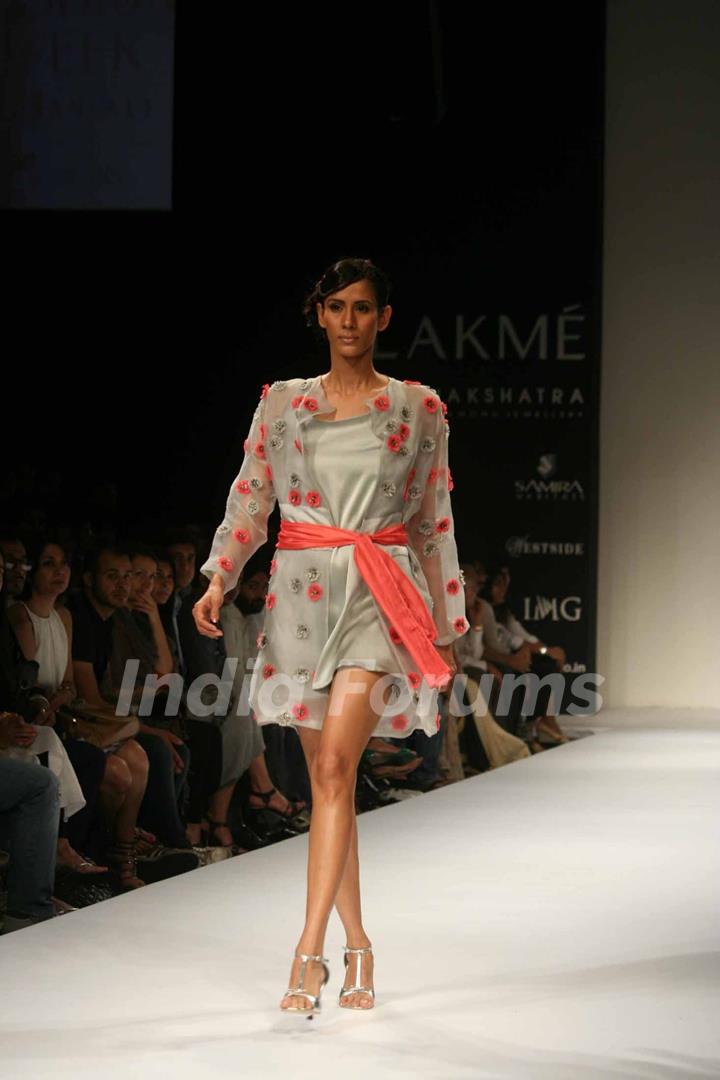 A model walks the runway at the Chaitanya Rao show at the Lakme Fashion Week Spring/Summer 2010 Day 5, in Mumbai