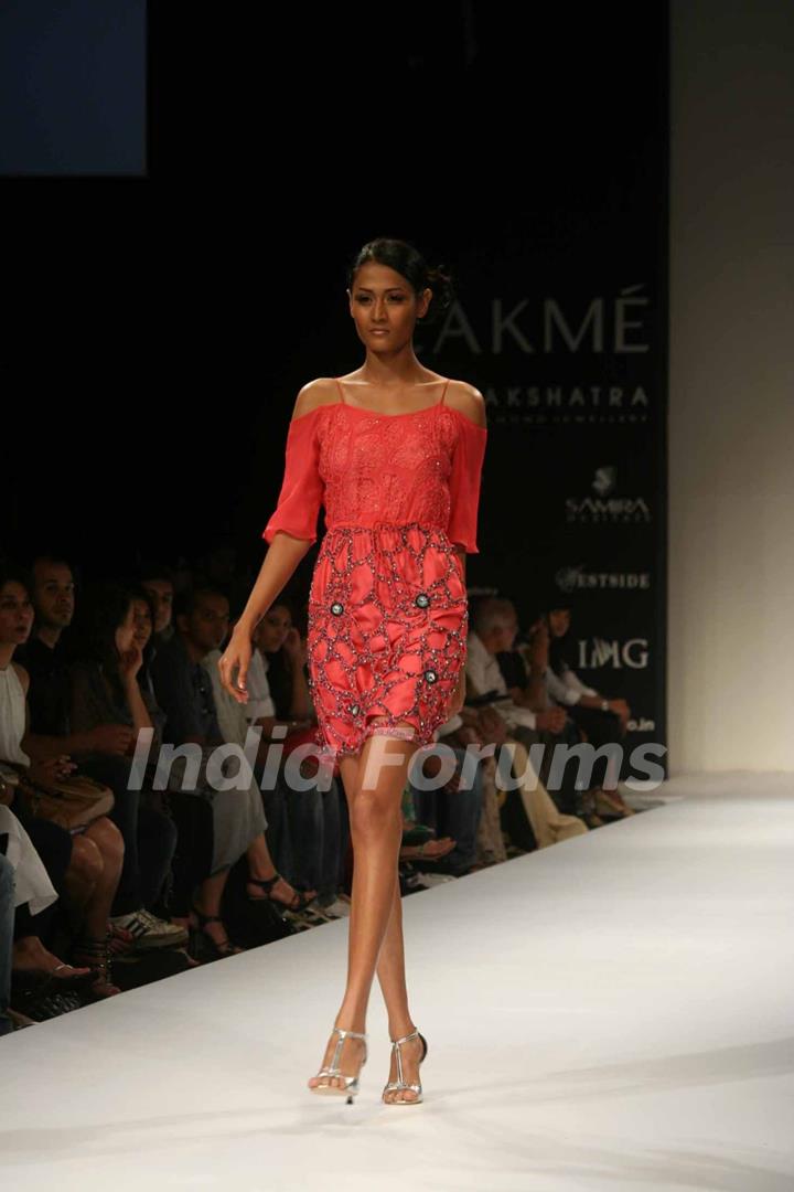 A model walks the runway at the Chaitanya Rao show at the Lakme Fashion Week Spring/Summer 2010 Day 5, in Mumbai