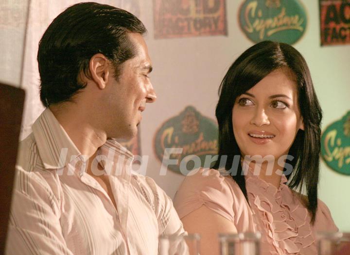 Dia Mirza and Dino Morea in a press meet for their film &quot;Acid Factory&quot; in Kolkata on Wednesday