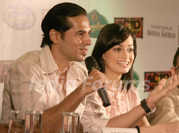 Dia Mirza and Dino Morea in a press meet for their film &quot;Acid Factory&quot; in Kolkata on Wednesday
